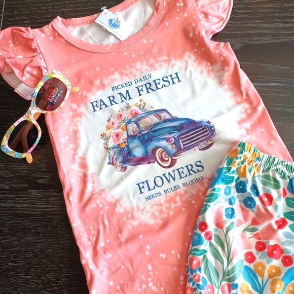 Unbranded Other - Farm Fresh Flutter Sleeve and Ruffles Outfit in Pink